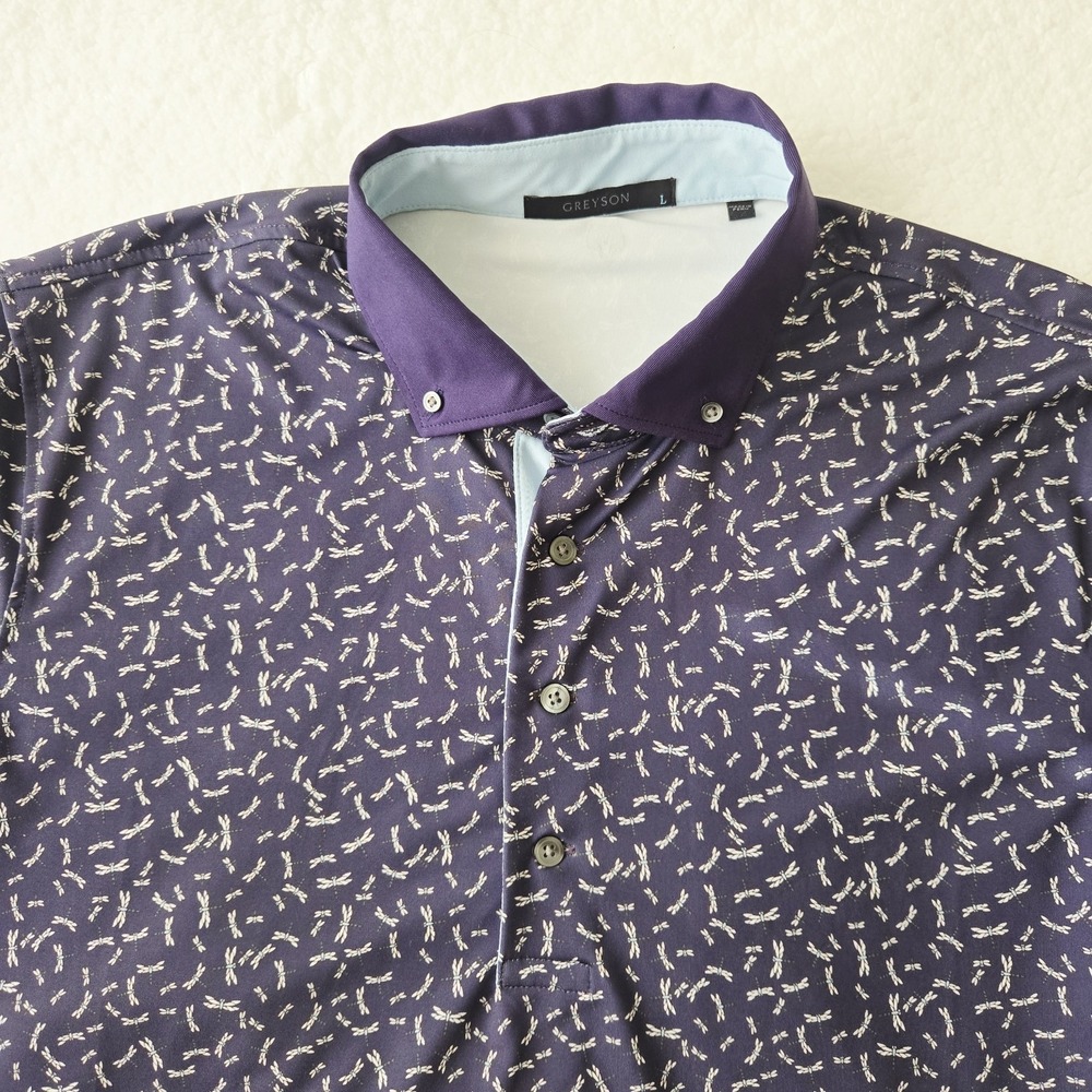 Greyson Purple Patterned Polo with White Accent